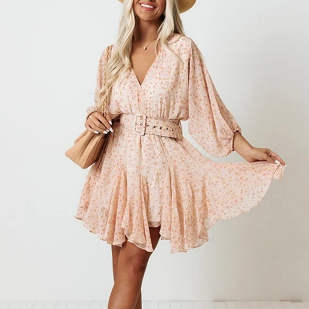 Floral belted dress, floral mini dress, belted dress, floral dress